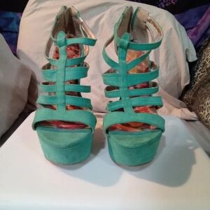 Body Central Mint Green Strappy Platform Heels